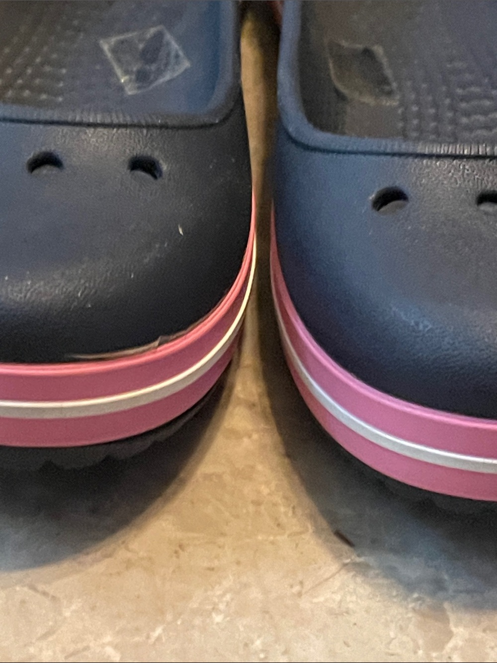 CROCS Navy Flats with Pink Accent Trim - Picture 5 of 7